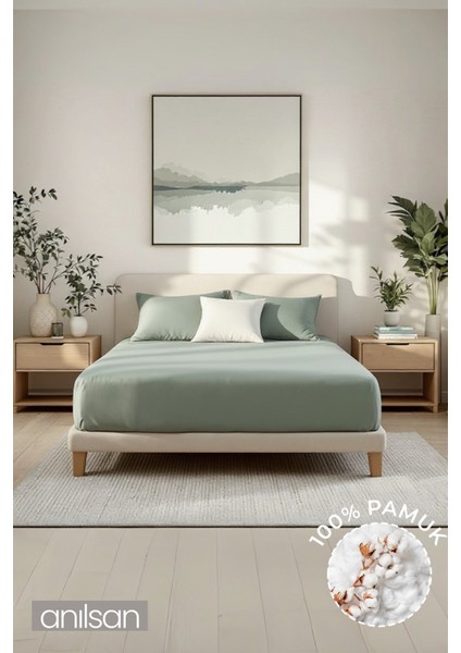 Düz Mint Yeşili Tek Kişilik Ranforce Çarşaf Seti %100 Pamuk (Çarşaf+Yastık Kılıfı)