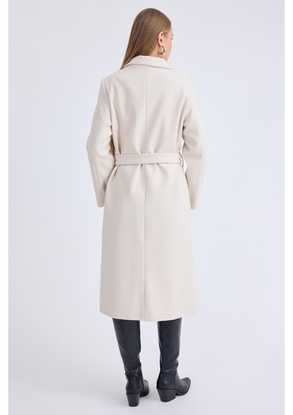 Ceket Yaka Kuşaklı Kaşe Kaban modelleri