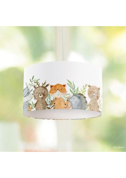 Genç Çocuk Odası Sulu Boya Hayvanlar Çocuk Sarkıt Avize