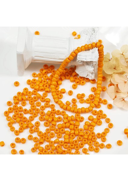 Turuncu Renk 4 mm Yaklaşık 220 Adet/20 Gram Cam Boncuk Oya Yazma Bileklik ve Kolye fiyatları
