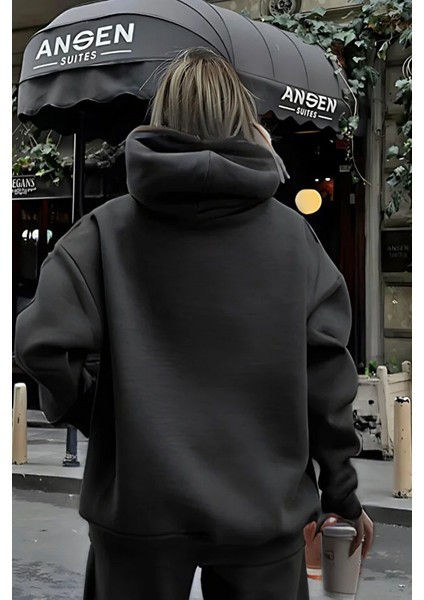 Kadın Rahat Oversize 3 Iplik Pamuklu Şardonlu Kanguru Cep Kapşonlu Sweatshirt fiyatları