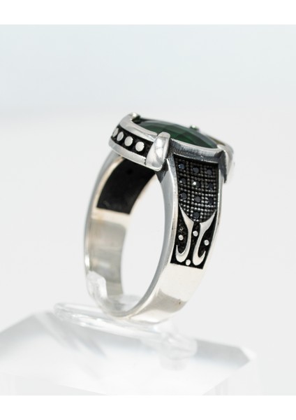 Yeşil Zirkon Taşlı 925 Ayar Gümüş Erkek Yüzük – Modern ve Şık Tasarım fiyatları