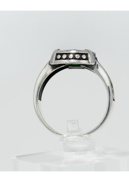 Yeşil Zirkon Taşlı 925 Ayar Gümüş Erkek Yüzük – Modern ve Şık Tasarım fırsatları