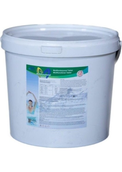 Blue 10 kg Multıfunctıonal Stabilize Triklor Multı Tablet 200 gr %90 Klor - Chlorine Tablets