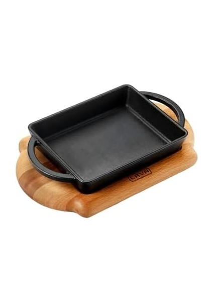 Pişirme Kabı Lv Eco P Tv 1215 K4 Dikdörtgen Schale ve Holzplatter, Ölçüler 12 x 15 Cm, Dökme Demir, Siyah modelleri