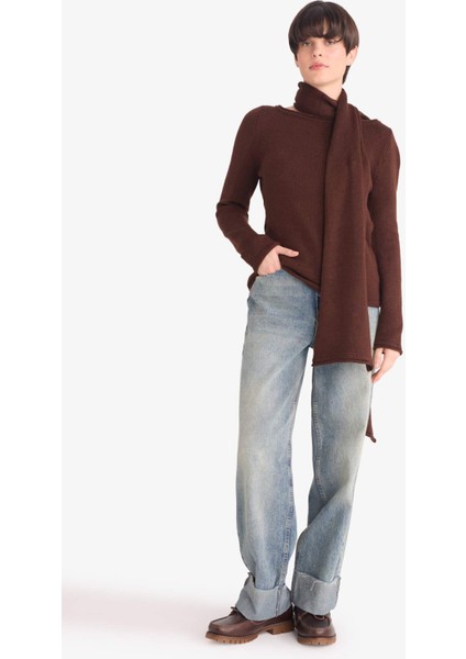 Regular Fit Kayık Yaka Yumuşak Dokulu Şal Detaylı Triko Kazak G3314AX25AU fiyatları