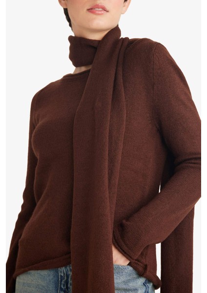 Regular Fit Kayık Yaka Yumuşak Dokulu Şal Detaylı Triko Kazak G3314AX25AU fırsatları