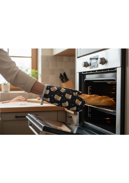 2'li Set Pizza Mutfak Önlüğü Fırın Eldiveni , Bira Mutfak Önlüğü Fırın Eldiveni