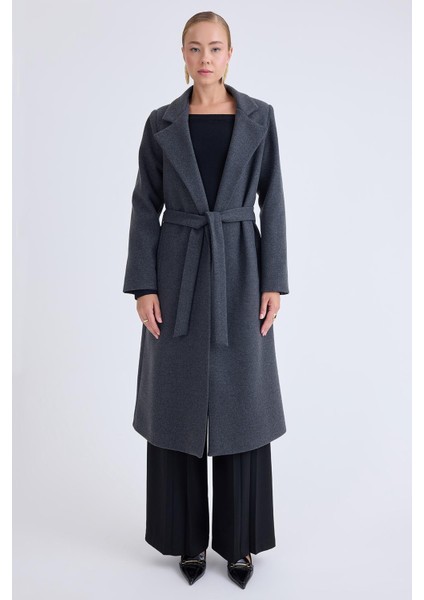 Ceket Yaka Kuşaklı Kaşe Kaban fiyatları