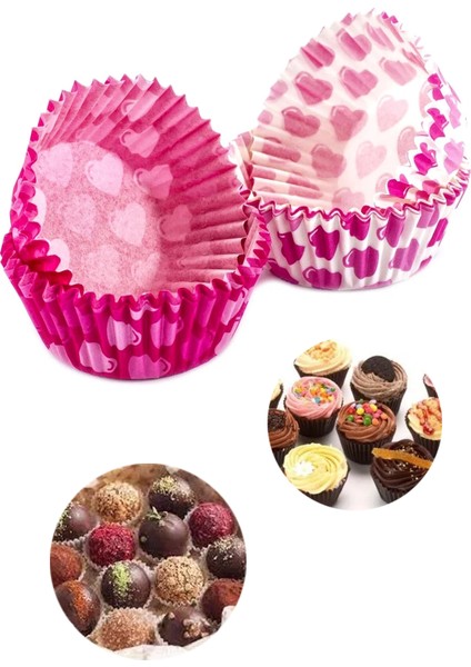 Cupcake Yuvarlak Kek Kalıbı Dalgalı Kek Kalıbı 65X38 mm - 2 Adet Beyaz Kırmızı Desenli Şirin Kalıp