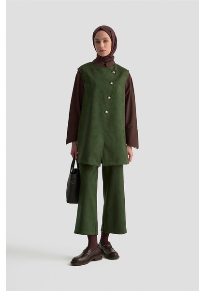 Yelekli Süet Takım 25KD1506 Haki