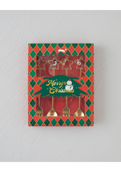 Starry Paslanmaz Çelik T.çatal-Kaşık Set 4 Parça Gold