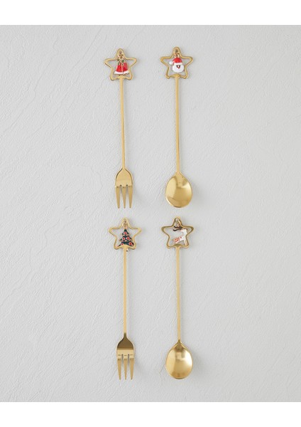 Starry Paslanmaz Çelik T.çatal-Kaşık Set 4 Parça Gold fiyatları