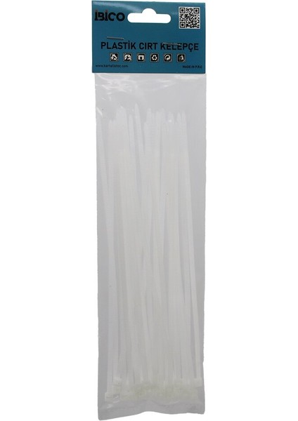 25PCS Beyaz 3.6X200MM Plastik Cırt Kelepçe (4940)