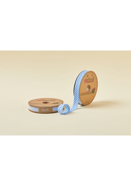 ® Biye Ekoseli Katlı E01 Mavi 2 cm 25 Metre %65 Koton %35 Polyester