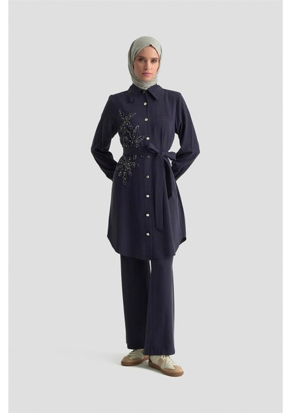 Taş Işlemeli Takım 25KD2104 Lacivert