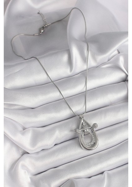 316L Çelik Gümüş Renk Zirkon Taşlı Damla Model Kadın Kolye fiyatları