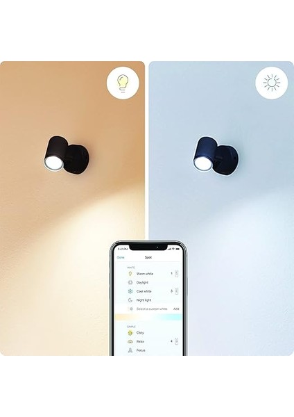 Imageo 1'li Spot Ayarlanabilir Beyaz, Tavan Lambası, Kısılabilir, Sıcak Ila Soğuk Beyaz, Wi-Fi Üzerinden Uygulama/ses ile Akıllı Kontrol, Siyah fırsatları