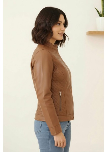 Polar Astarlı Deri Yeni Sezon Kadın Mont KS2556 Taba - 42 fiyatları