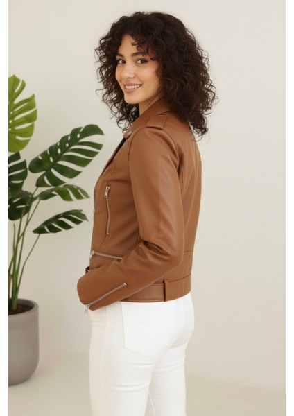 Kadın Yeni Sezon Polar Astarlı Deri Mont KS2553 Taba - 42 fiyatları