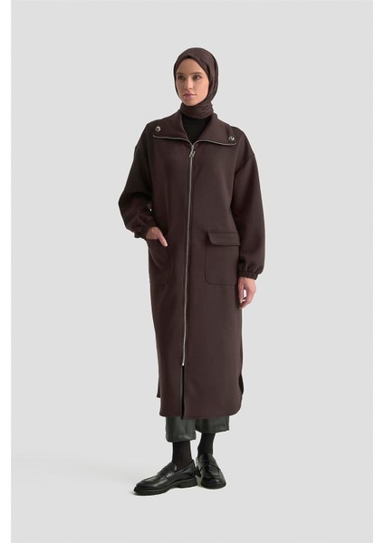 Yüksek Yaka Örme Giyçık 25KD1503 Kahverengi