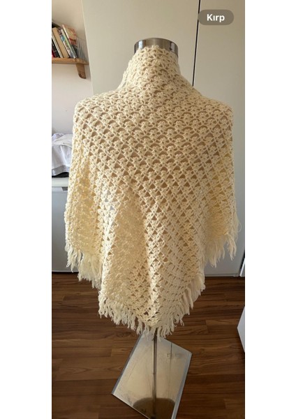 El emeği tığ işi Tiftik yün ajurlu Şal