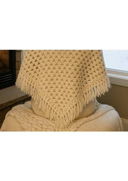 El emeği tığ işi Tiftik yün ajurlu Şal modelleri