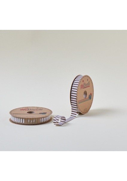 ® Biye Kalın Çizgili Katlı F05 Kahverengi 2 cm 25 Metre %65 Koton %35 Polyester