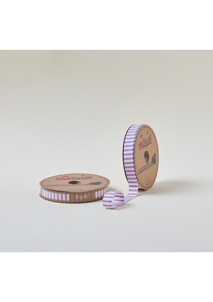 ® Biye Kalın Çizgili Katlı F07 Gül Kurusu 2 cm 25 Metre %65 Koton %35 Polyester