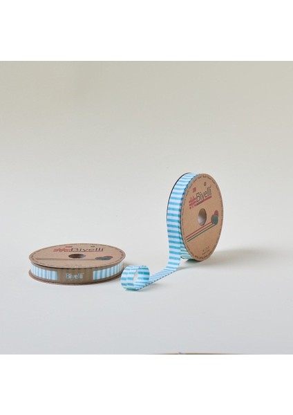 ® Biye Kalın Çizgili Katlı F09 Turkuaz 2 cm 25 Metre %65 Koton %35 Polyester