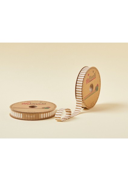 ® Biye Kalın Çizgili Katlı F13 Bej 2 cm 25 Metre %65 Koton %35 Polyester