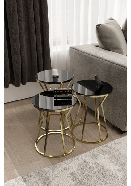 Kum Saati Zigon Sehpa Gold Kaplama Siyah Ayna fiyatları