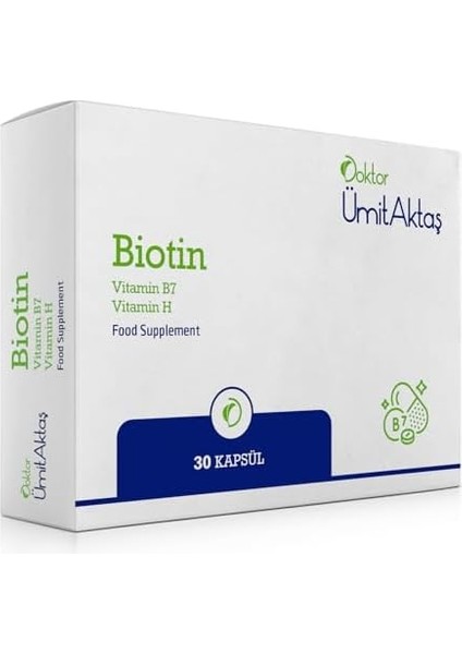 Dr. Ümit Aktaş Biotin 5000MCG D-Biotin (B7 + Vit.h) Saç Vitamini Güçlendirici Takviye 30 Kapsül