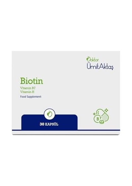 Dr. Ümit Aktaş Biotin 5000MCG D-Biotin (B7 + Vit.h) Saç Vitamini Güçlendirici Takviye 30 Kapsül modelleri