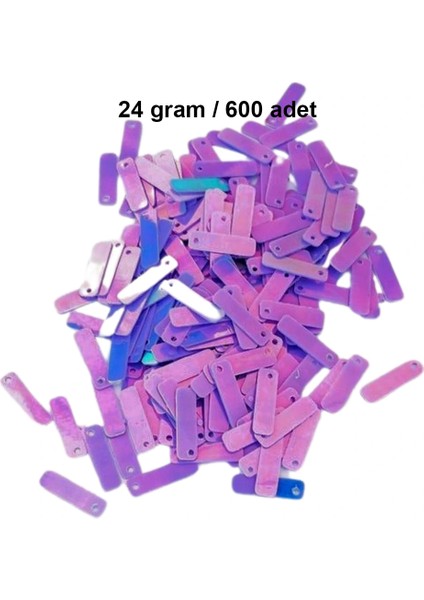 Mor 15 x 5 mm Dantel Oya Yazma Halhal Abiye Lazer Kesim Pul 600 adet / 24 gram