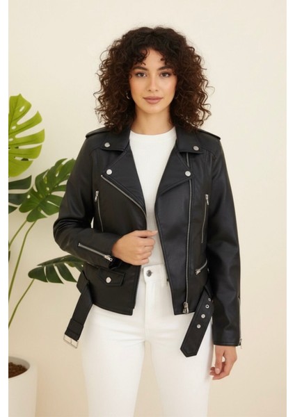 Kadın Yeni Sezon Polar Astarlı Deri Mont KS2553 40 - Siyah fiyatları