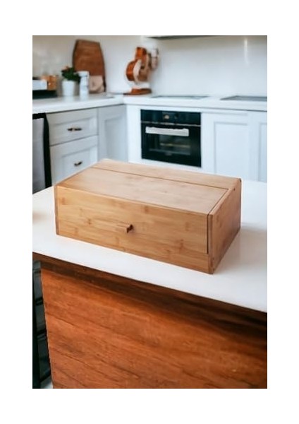 Bambu Ekmek Kutusu - Ekmek Dolabı, Çok Amaçlı Ekmeklik, Bambu Saklama Kutusu (40X23X14CM) - Mutfak, Tezgah ve Kiler Için fiyatları