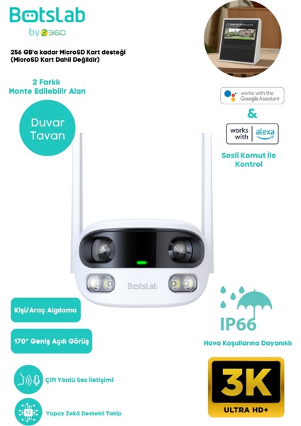 Smart W302 Outdoor Kamera 3K / Çift Yönlü Ses / 170°/ Akıllı İnsan Takibi