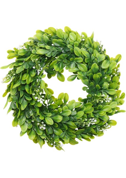 2 Paket Yapay Şimşir Çelengi Yapay Yeşil Yapraklar Çelengi Ön Kapı Asılı Çelenk Dekorasyonu 10 Inç (Yurt Dışından)