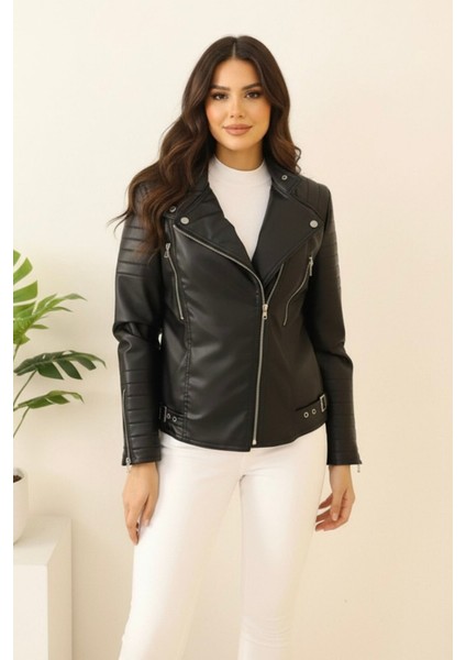 Yeni Sezon Kadın Deri Polar Astarlı Mont KS2558 42 - Siyah modelleri
