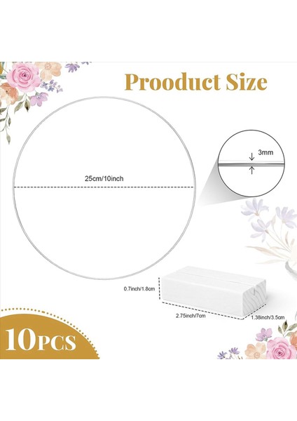 20 Pcs 25 cm Metal Çiçek Çember Merkez Parçası Ahşap Stand Çelenk Makramı Macrame Dıy El Sanatları (Beyaz) (Yurt Dışından) modelleri