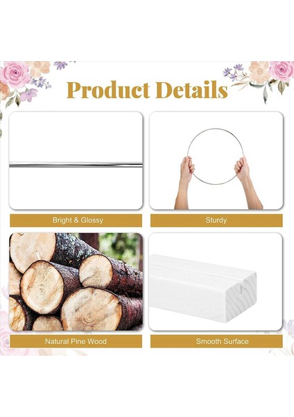 20 Pcs 25 cm Metal Çiçek Çember Merkez Parçası Ahşap Stand Çelenk Makramı Macrame Dıy El Sanatları (Beyaz) (Yurt Dışından) indirimleri