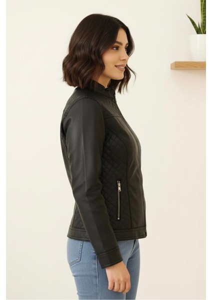 Polar Astarlı Deri Yeni Sezon Kadın Mont KS2556 42 - Siyah modelleri