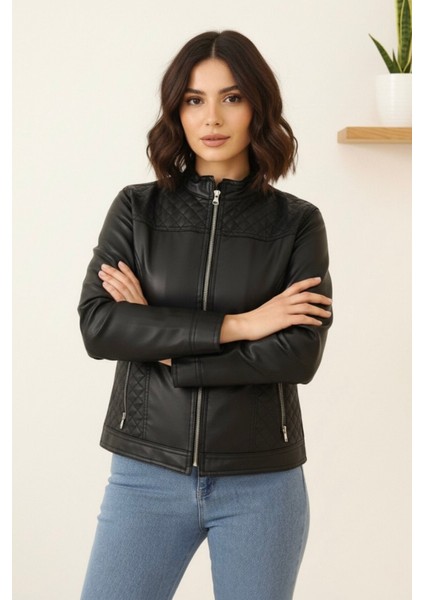 Polar Astarlı Deri Yeni Sezon Kadın Mont KS2556 42 - Siyah fırsatları