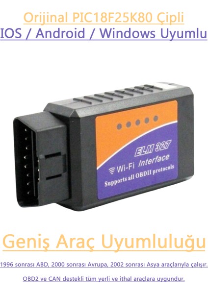 WiFi Araç Arıza Tespit Cihazı OBD2 v1.5