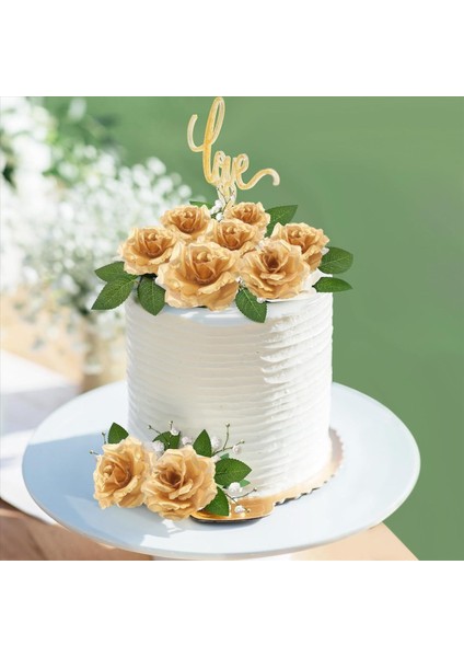 Yapay Çiçekler Ipek Gül Çiçek Başları Şapka Kıyafetleri Albüm Dekorasyonu Için 50PCS Düğün Dekorasyonu (Altın) (Yurt Dışından) indirimleri