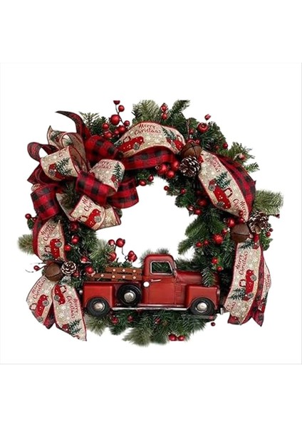 Kırmızı Kamyon Noel Çelenkleri Ön Kapı Rustik Noel Reef Noel Çelenk Noel Çelenk Süslemeleri (Yurt Dışından)