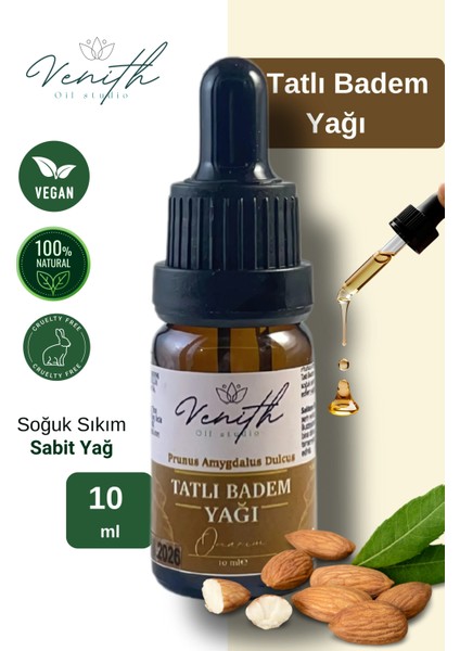 Tatlı Badem Yağı 10 ml %100 Saf ve Doğal Soğuk Sıkım ( Sweet Almond Oil )