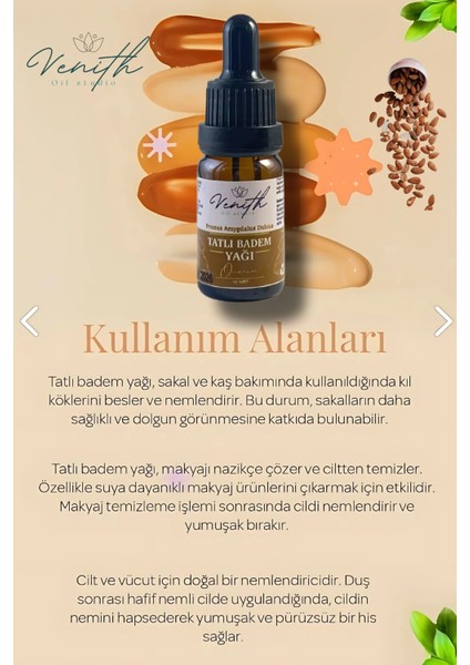 Tatlı Badem Yağı 10 ml %100 Saf ve Doğal Soğuk Sıkım ( Sweet Almond Oil ) fiyatları