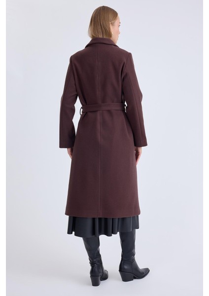 Ceket Yaka Kuşaklı Kaşe Kaban indirimleri